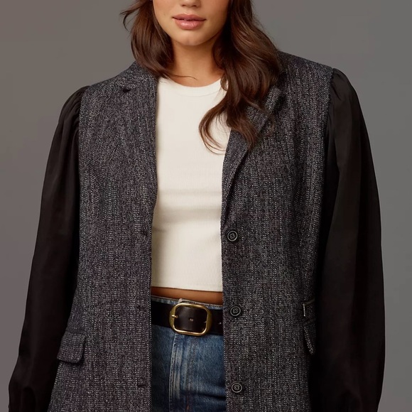 NWT Anthropologie Mauve Mixed Media Relaxed Jacket. Size 10.  Gorgeous - Picture 3 of 5